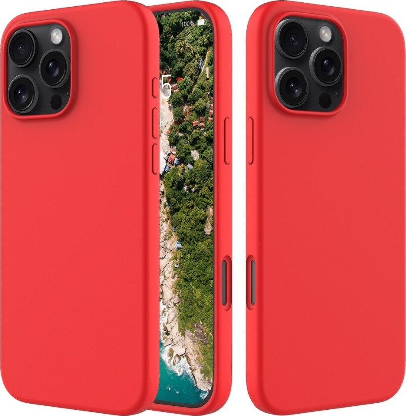 iPhone 16 Pro Max Fôret Silikon Deksel - Rød