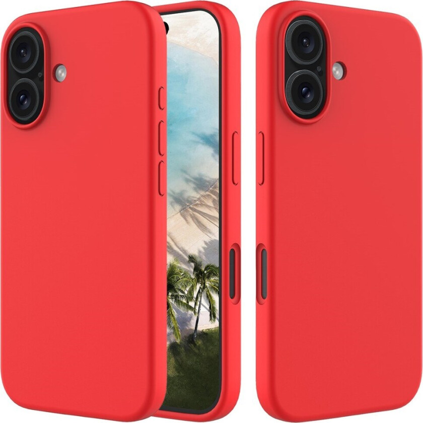 iPhone 16 Plus Fôret Silikon Deksel - Rød