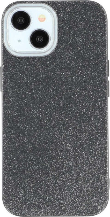 iPhone 14 / 13 Fleksibelt Plast Deksel m. Glitter - Svart