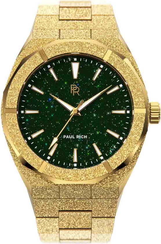 Frosted Star Dust Green Gold 42mm - Kvarts - Gull - Herreklokker - Rustfritt stål - ledd m/pin - Mineral