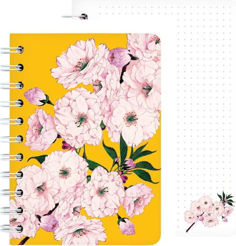 Notisblokk Spiral A6 Cherry Blossom Gul Cedon