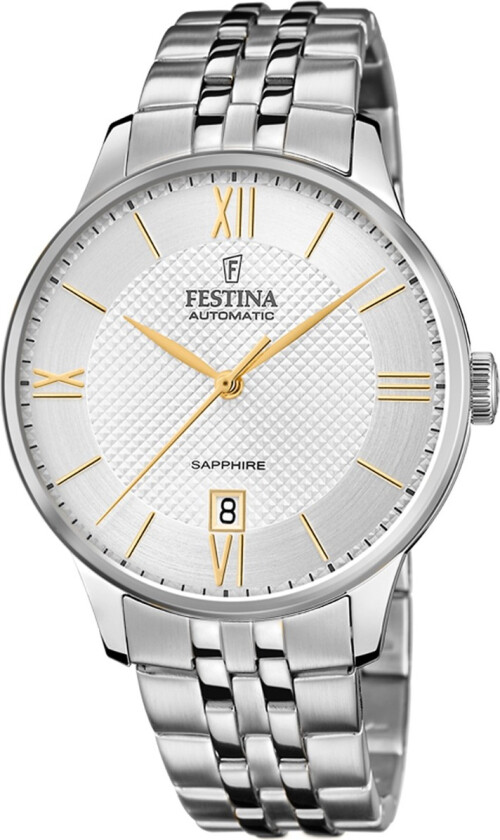 Mens Automatic F20482/4 - Automatisk - Sølv - Herreklokker - Rustfritt stål - ledd m/pin - Safir