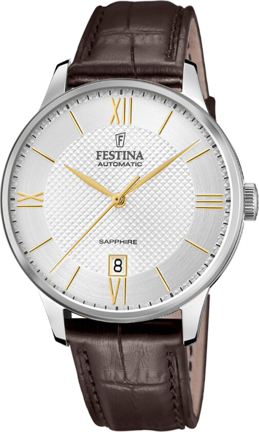 Mens Automatic F20484/2 - Automatisk - Sølv - Herreklokker - Skinn - Safir
