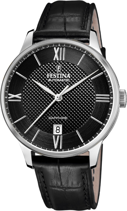 Mens Automatic F20484/4 - Automatisk - Sølv - Herreklokker - Skinn - Safir