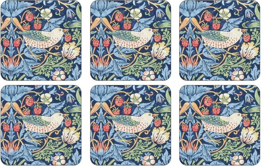 Bilde av Strawberry Thief glassunderlag 6-stk. Blå