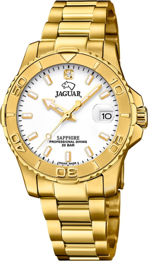 Executive Diver J898/3 - Kvarts - Gull - Dameklokker - Rustfritt stål - ledd m/pin - Safir