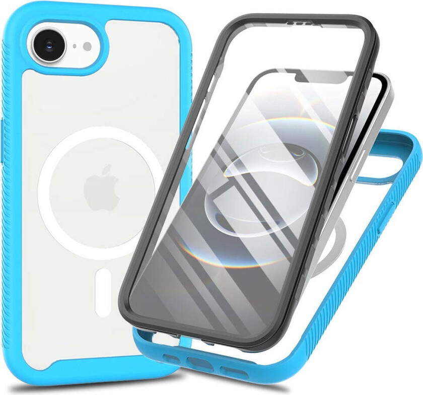 iPhone 16e 2-i-1 Deksel med Innebygd Skjermbeskytter - Blå