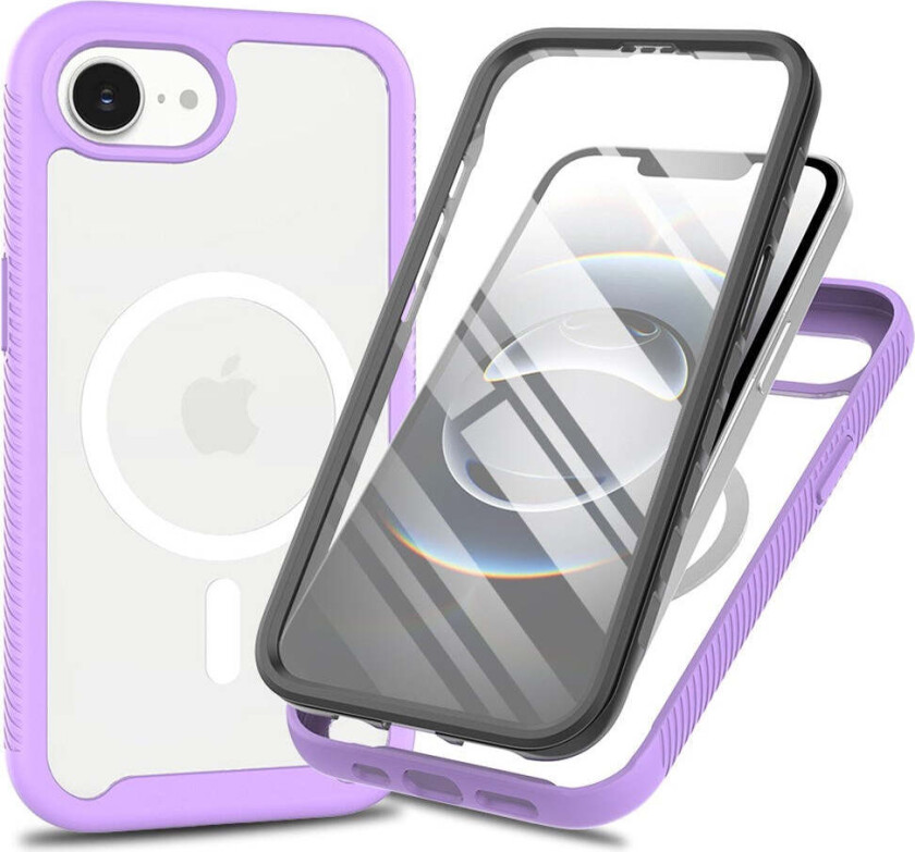 iPhone 16e 2-i-1 Deksel med Innebygd Skjermbeskytter - Lilla