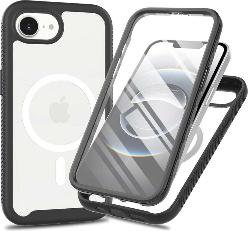 iPhone 16e 2-i-1 Deksel med Innebygd Skjermbeskytter - Svart