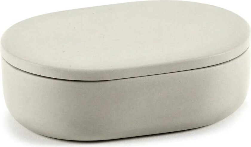 Cose oppbevaringsboks oval med lokk S 3,3 x 10,2 cm Beige