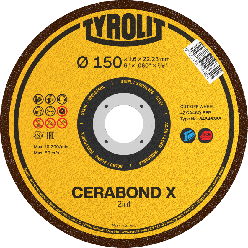 Skæreskive Cerabond X Premium ø150Ã1,6 CA46Q-BFP