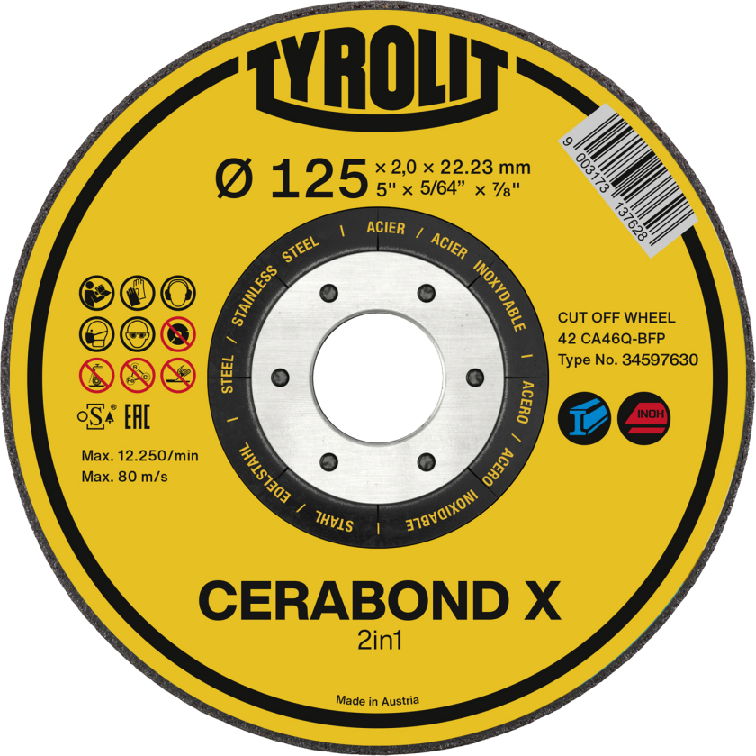 Skæreskive Cerabond X Premium ø125Ã2 CA30Q-BFP