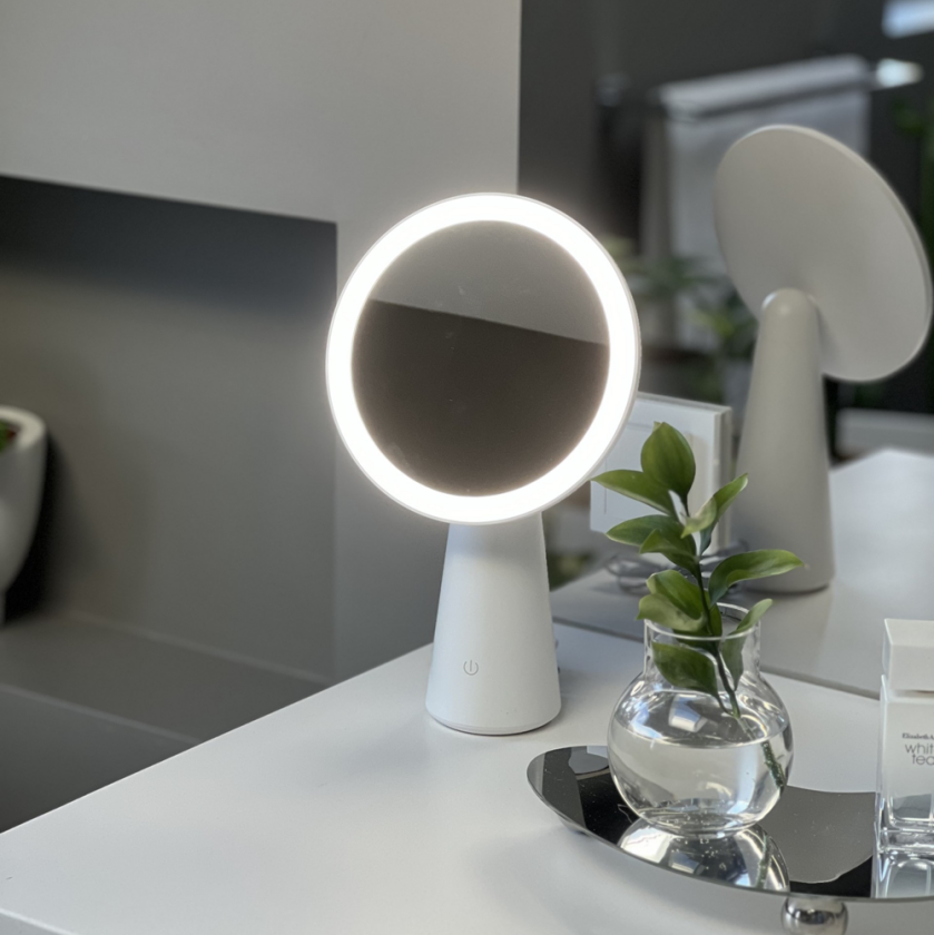 Sminkespeil bord oppladbar Hvit