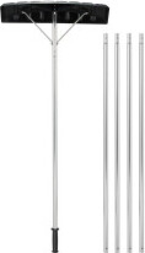 148-608 cm snøskuffe i aluminium med sklisikkert håndtak og sølvfarget plastblad
