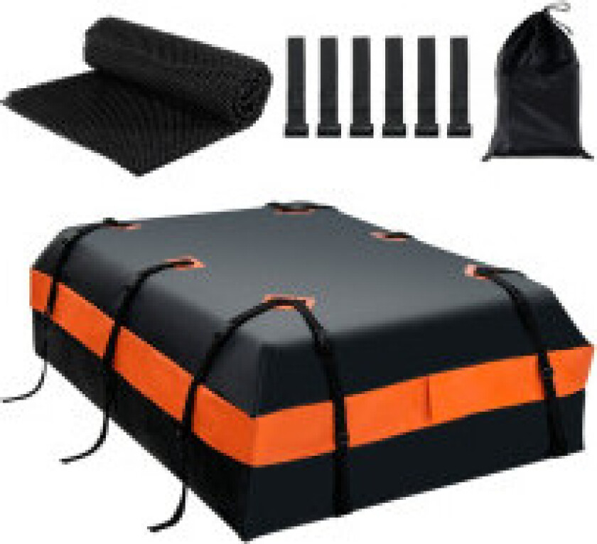 Bilde av Vanntett takboks med 600 L kapasitet for alle kjøretøy 132x100x43cm svart+oransje