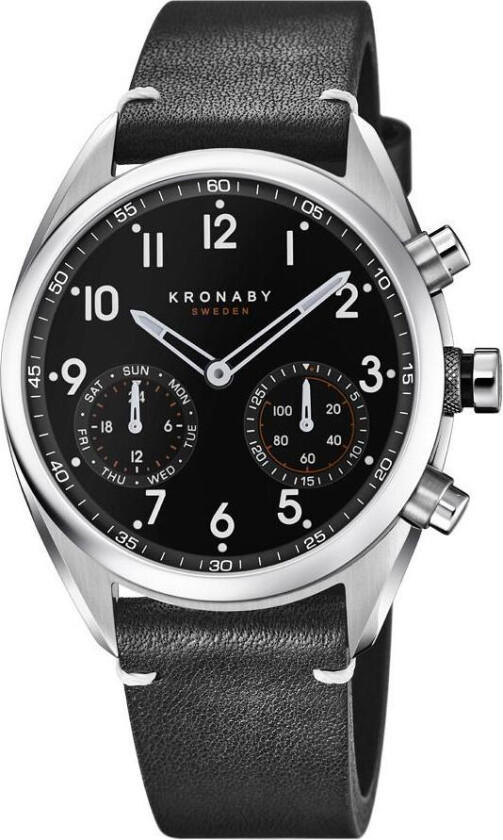 Apex 43mm S3763/2 - Kvarts - Sølv - Herreklokker - Skinn - Safir