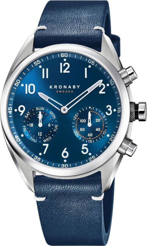 Apex 43mm S3764/2 - Kvarts - Sølv - Herreklokker - Skinn - Safir