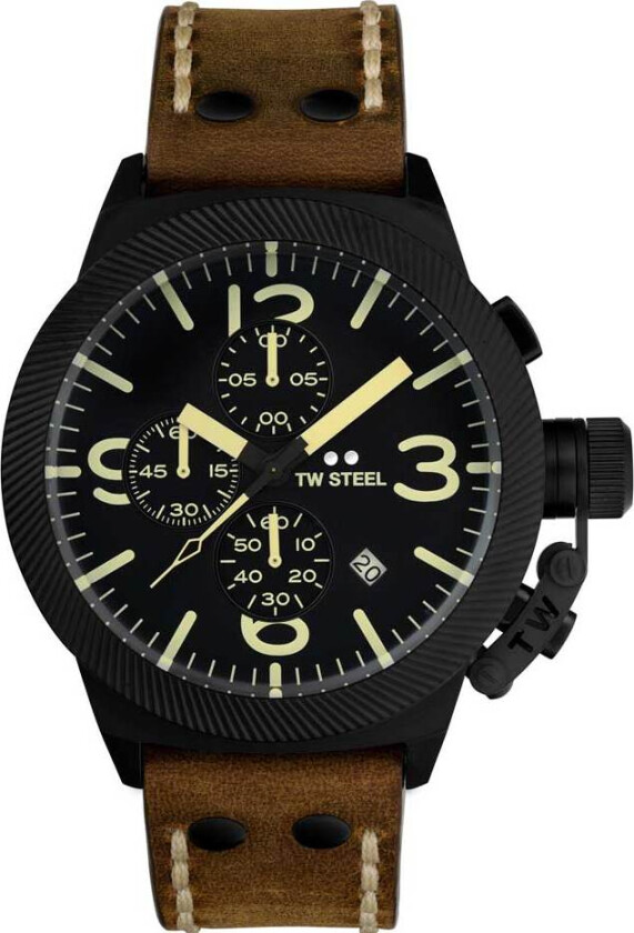 Canteen CS107 - Kvarts - Sort - Herreklokker - Skinn - Safir