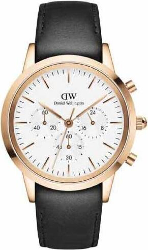 Iconic Chronograph 42mm Sheffield DW00100646 - Kvarts - Rosegull - Herreklokker - Skinn - Mineral