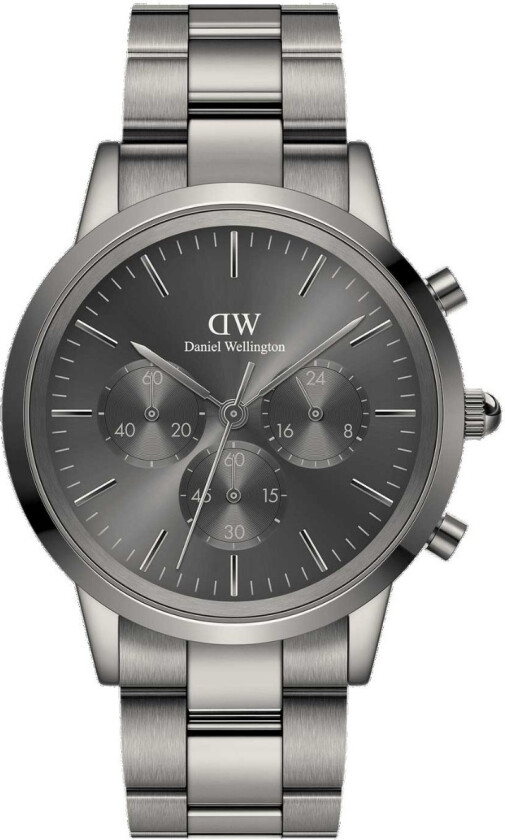 Iconic Onyx Chronograph 42mm Link DW00100643 - Kvarts - Grå - Herreklokker - Rustfritt stål - ledd m/pin - Mineral