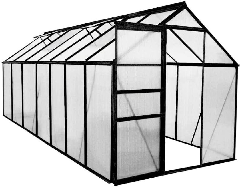 Drivhus Green Land Aluminium 8,2 m² Svart