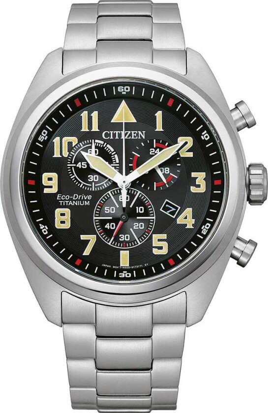 Super Titanium Military Chrono AT2480-81E - Kvarts - Sølv - Herreklokker - Titanium - Safir
