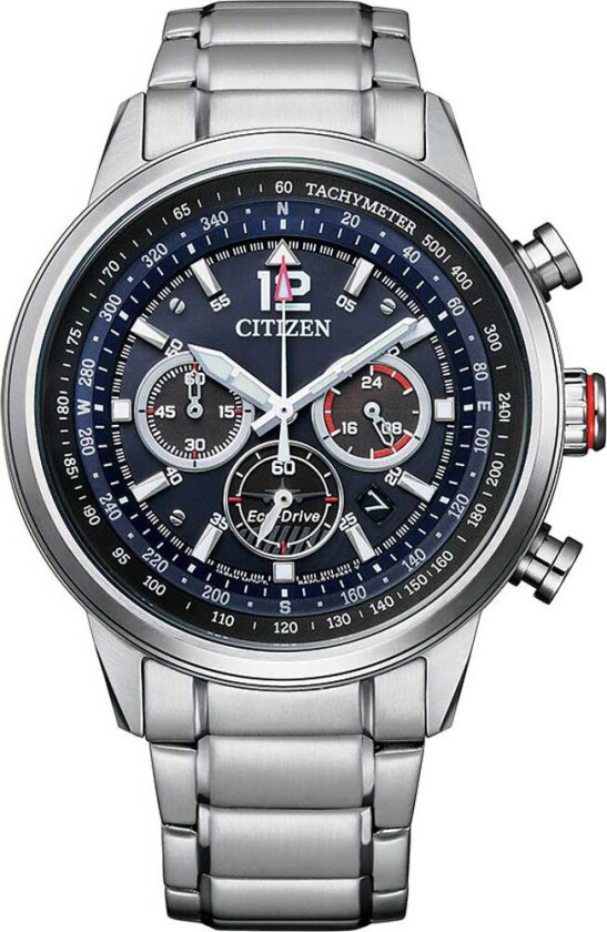 Chrono Pilot CA4471-80L - Kvarts - Sølv - Herreklokker - Rustfritt stål - ledd m/pin - Mineral