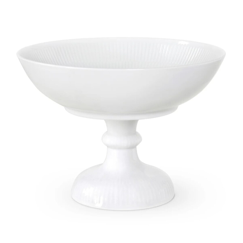 White Fluted skål på fot Ø21 cm