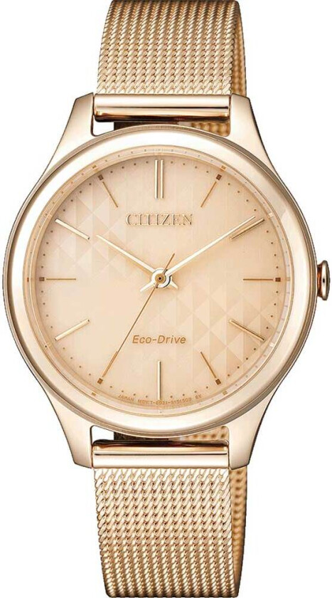 Eco-Drive Solar EM0503-83X - Kvarts - Rosegull - Dameklokker - Meshlenke - Safir