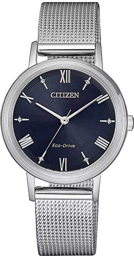 Eco-Drive Solar EM0571-83L - Kvarts - Sølv - Dameklokker - Meshlenke - Mineral