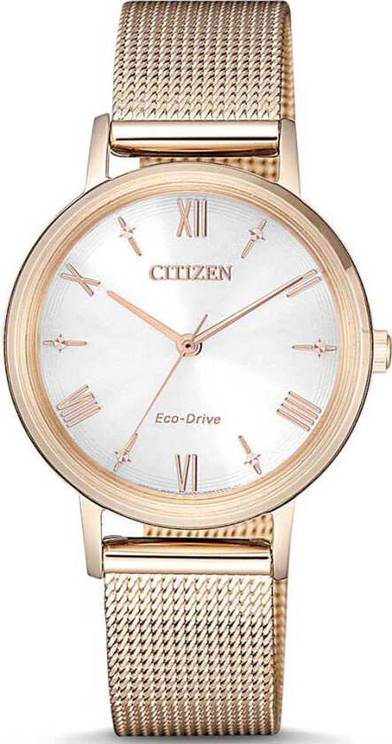 Eco-Drive Solar EM0576-80A - Kvarts - Rosegull - Dameklokker - Meshlenke - Mineral