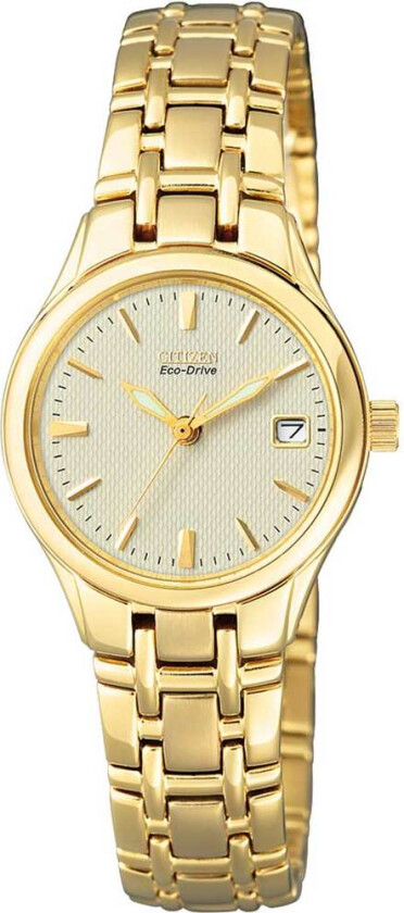 Eco-Drive Classic EW1262-55P - Kvarts - Gull - Dameklokker - Rustfritt stål - ledd m/pin - Mineral