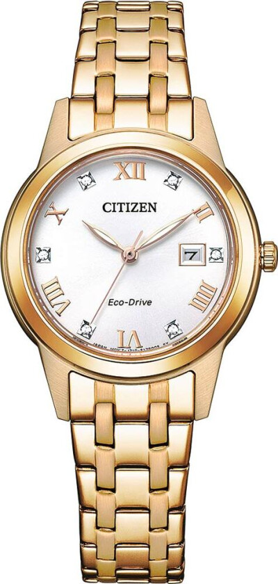 Eco-Drive Classic FE1243-83A - Kvarts - Gull - Dameklokker - Rustfritt stål - ledd m/pin - Mineral