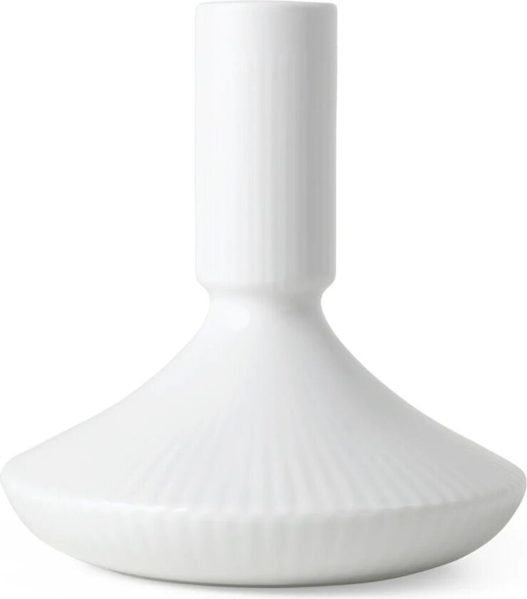 White Fluted lysestake 12 cm Hvit