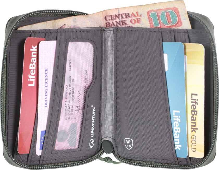 Lifeventure RFID Bi-Fold Lommebok, unisex, olivengrønn