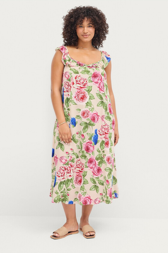 Kjole mRuby S/L Midi Dress - Hvit