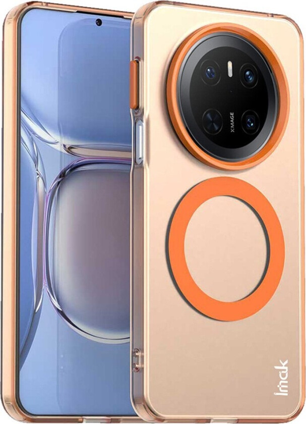 Huawei Mate 70 Hybrid Plast Deksel - MagSafe Kompatibel - Gjennomsiktig / Oransje