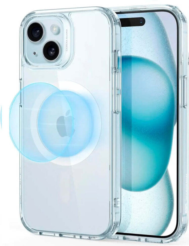 iPhone 15 Classic Hybrid Deksel - MagSafe Kompatibel - Gjennomsiktig / Blå