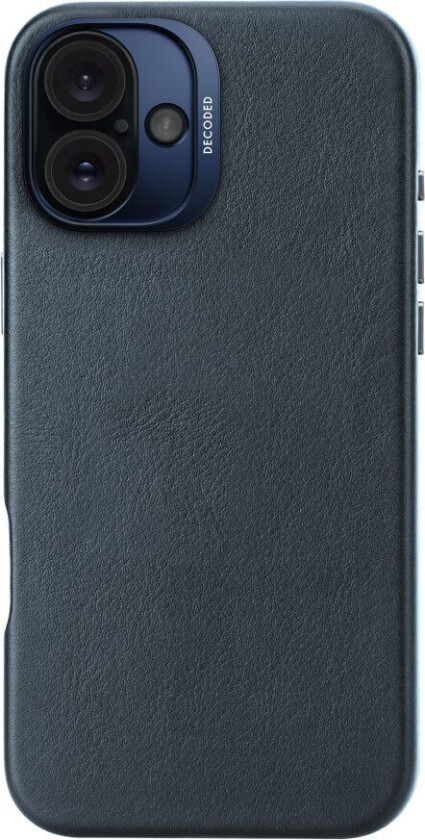 lærveske (iPhone 16 Plus) - Blå