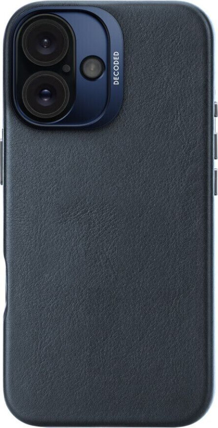 lærveske (iPhone 16) - Blå