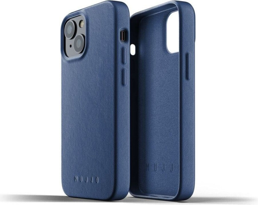 Deksel i Hel Lær (iPhone 13 mini) - Blå