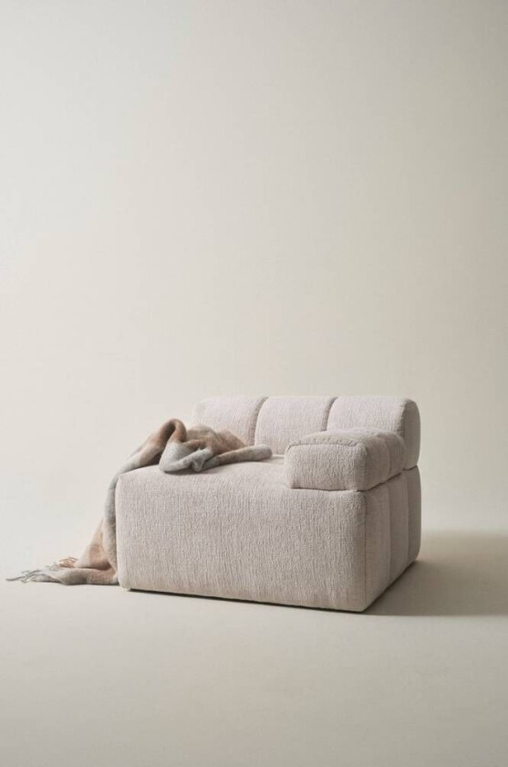 sofamodul høyre Eliseouter: champagne color leather /inside: offwhite color velvet