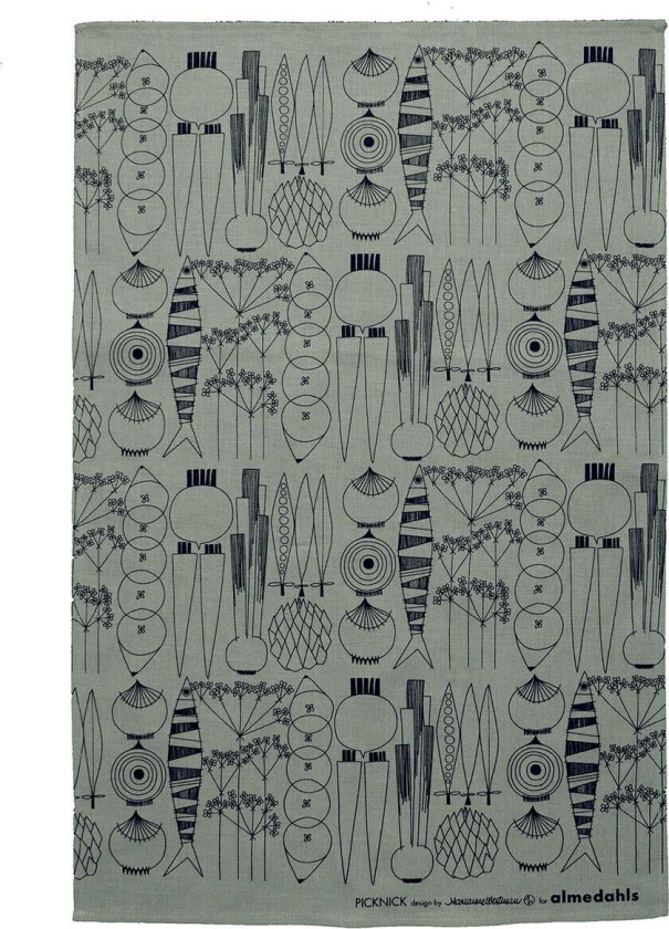 Picknick kjøkkenhåndkle Grønngrå-svart