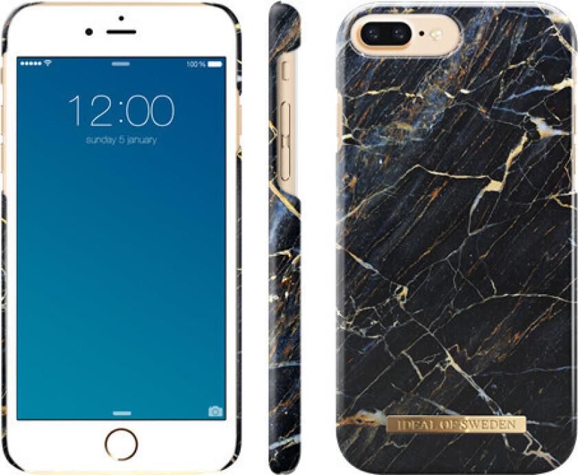 iDeal Of Sweden Fashion Marble (iPhone 8/7 Plus) - Svart/gull