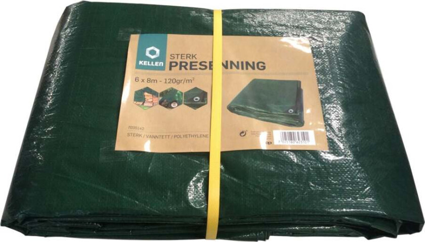 Kellen 120 gr/m² presenning Sterk presenning i 120 gr/m² matriale polyethylene og med maljer.