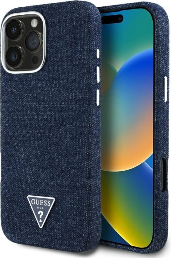 Etui Guess Denim Triangle Logo Magsafe Do Iphone 16 Pro Niebieski