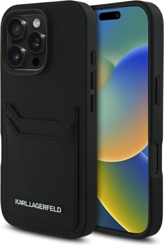 Hc Grained Pu Cardslot Metal Elong Case For Iphone 16 Pro Max Black