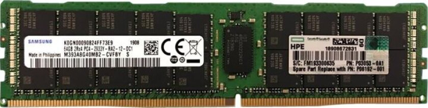 Hpe Smartmemory - Ddr4 - Modul - 64 Gb - Dimm 288-Pin - 2933 Mhz / Pc4-23400 - Cl21 - 1.2 V - Registrert - Ecc