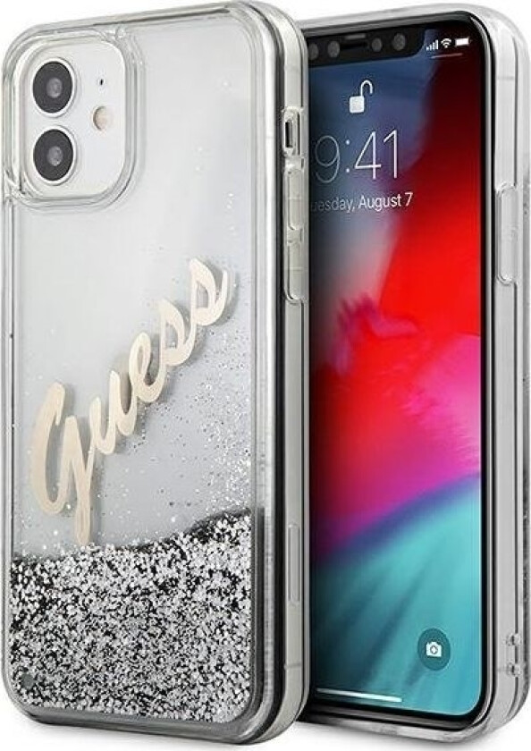 Takk Guess Guhcp12sglvssi Hard Case Glitter Vintage Script Iphone 12 Mini Side Brinis