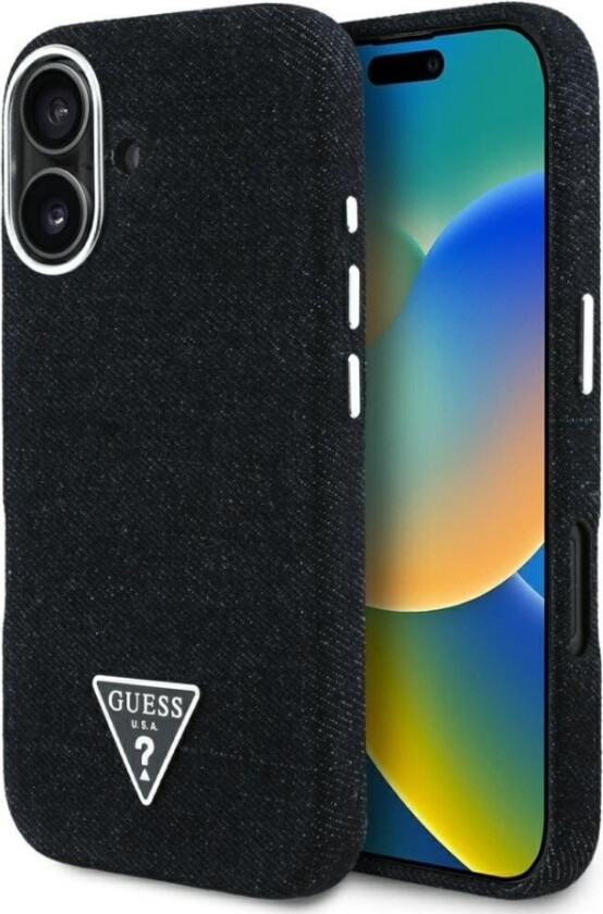 Etui Guess Denim Triangle Logo Magsafe Do Iphone 16 Czarny